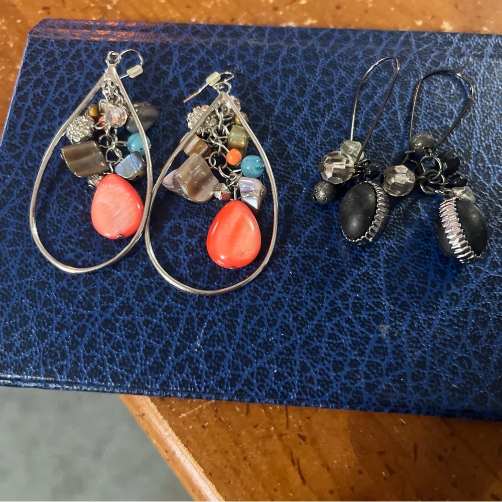 Earrings Dangle Two Pair Colorful